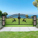 Greatbear 20x8 ft Dual Swing Driveway Gate with Ornamental Posts - Serenity Provision
