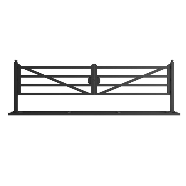 Greatbear 20 ft Farm Driveway Gate with Diagonal Tubes, Dual Swing - Serenity Provision