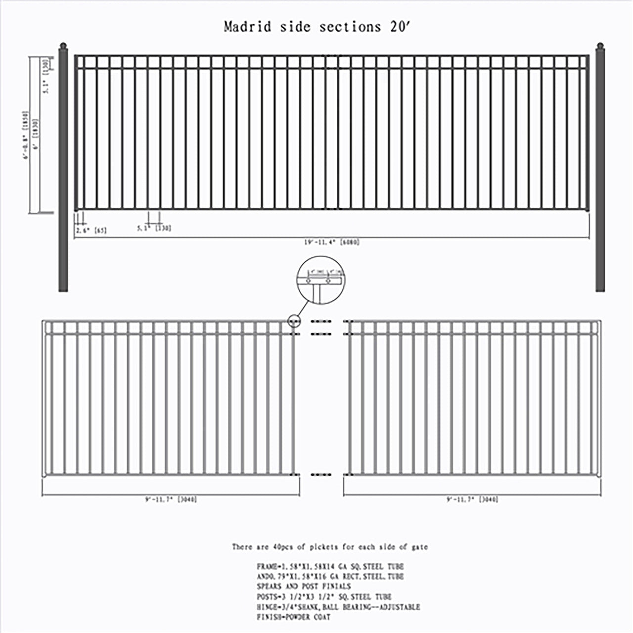Aleko 20ft Steel Sliding Driveway Gate with 5ft Pedestrian Gate - Serenity Provision