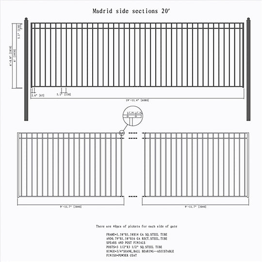 Aleko 20ft Steel Sliding Driveway Gate with 5ft Pedestrian Gate - Serenity Provision