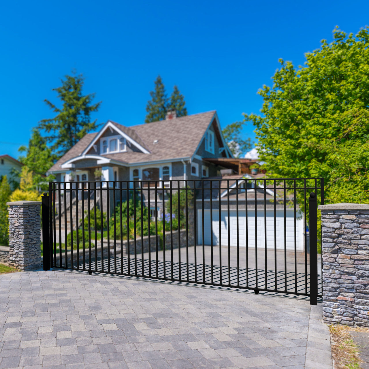 Aleko 20x6 ft Steel Sliding Driveway Gate - MADRID Style - Serenity Provision