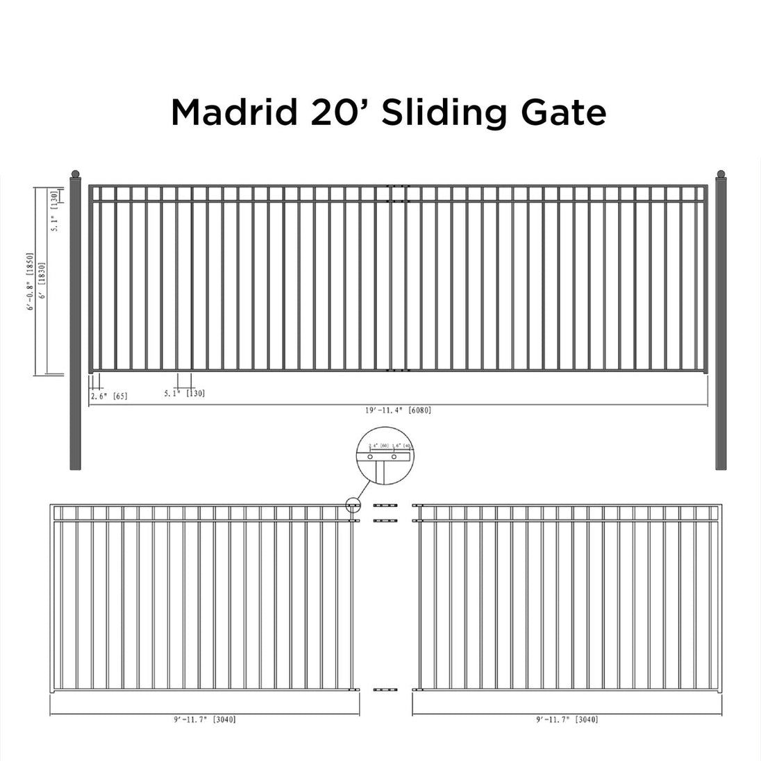 Aleko 20x6 ft Steel Sliding Driveway Gate - MADRID Style - Serenity Provision