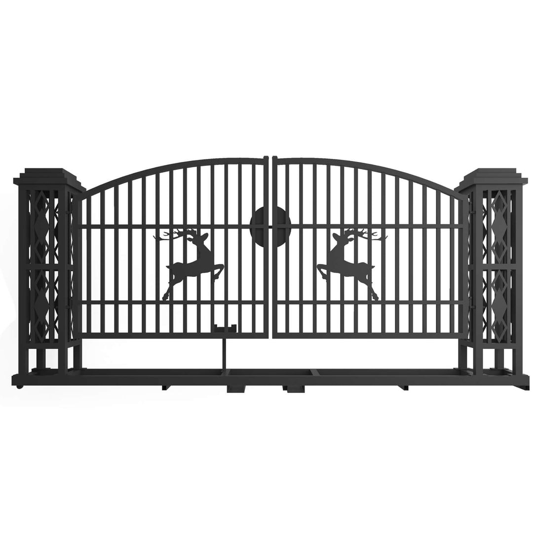 Greatbear 20x8 ft Dual Swing Driveway Gate with Ornamental Posts - Serenity Provision