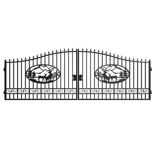 Greatbear 20x8 ft Steel Dual Swing Driveway Gate - Serenity Provision