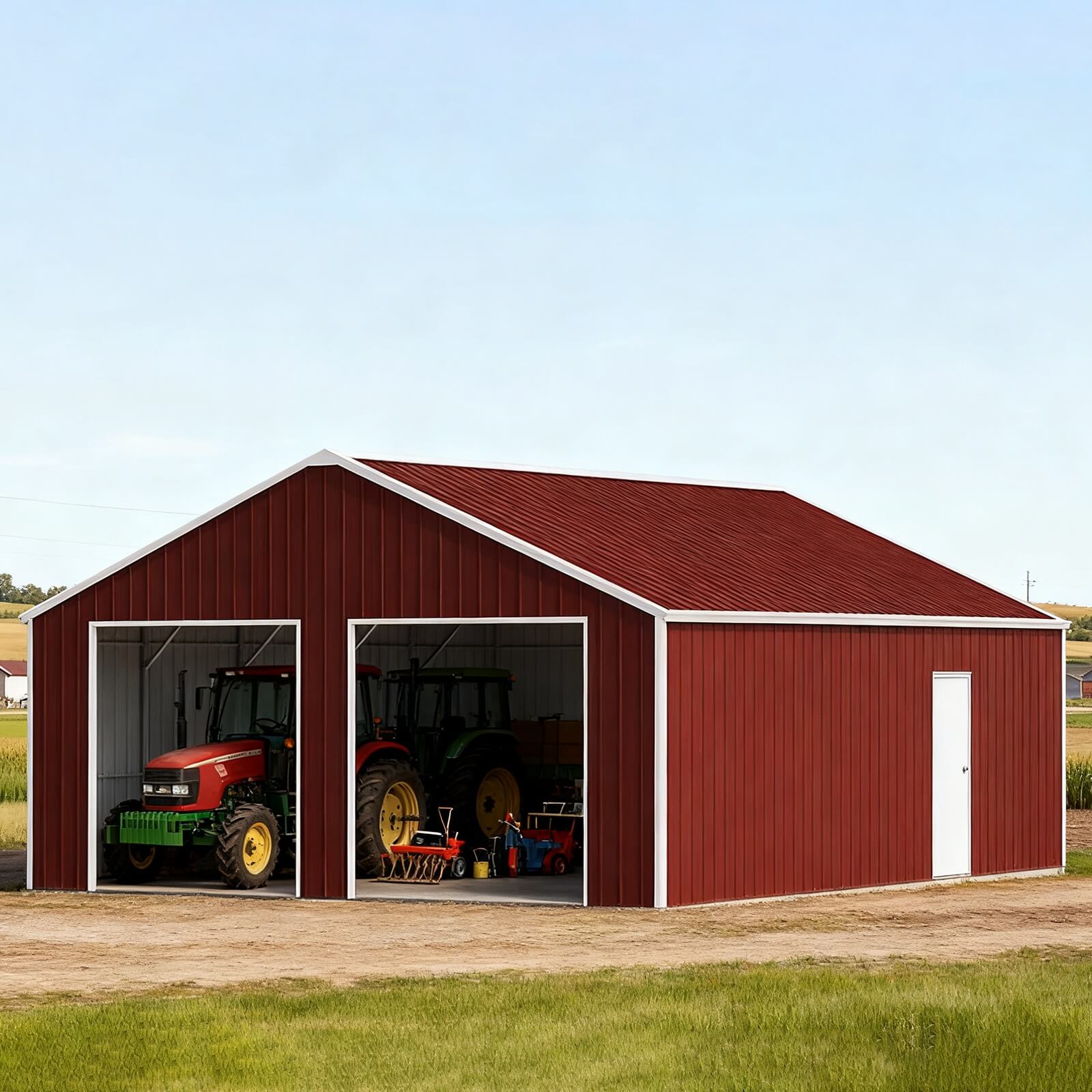 23'×22' Heavy-Duty Steel Double Garage Barn Shed