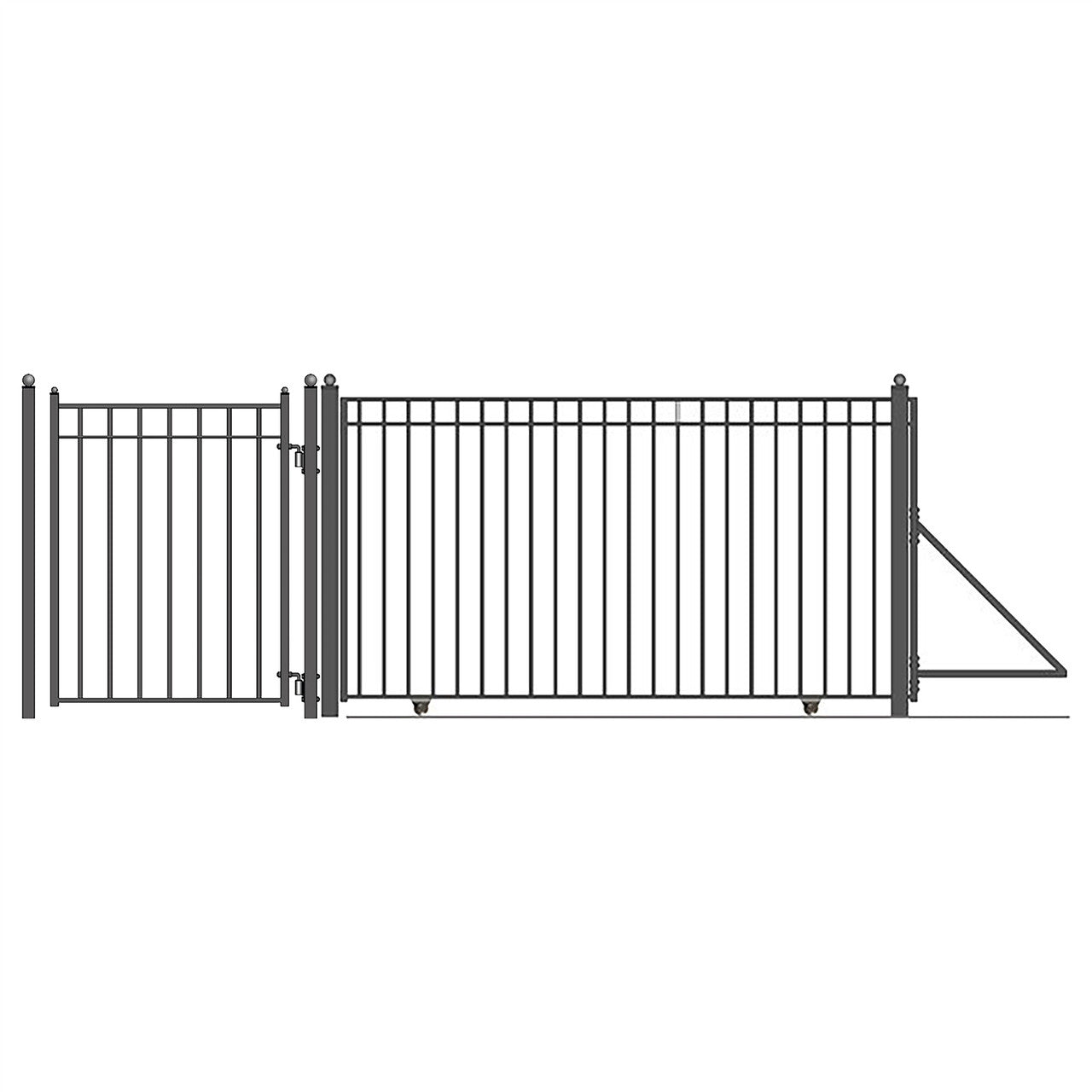 Aleko 25ft Steel Sliding Driveway Gate with 5ft Pedestrian Gate - Serenity Provision