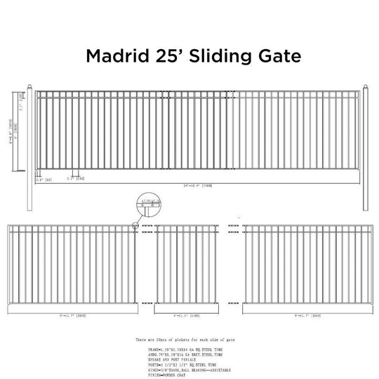 Aleko 25x6 ft Steel Sliding Driveway Gate - MADRID Style - Serenity Provision