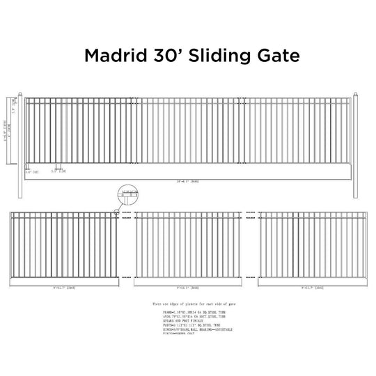 Aleko 30x6 ft Steel Sliding Driveway Gate - MADRID Style - Serenity Provision