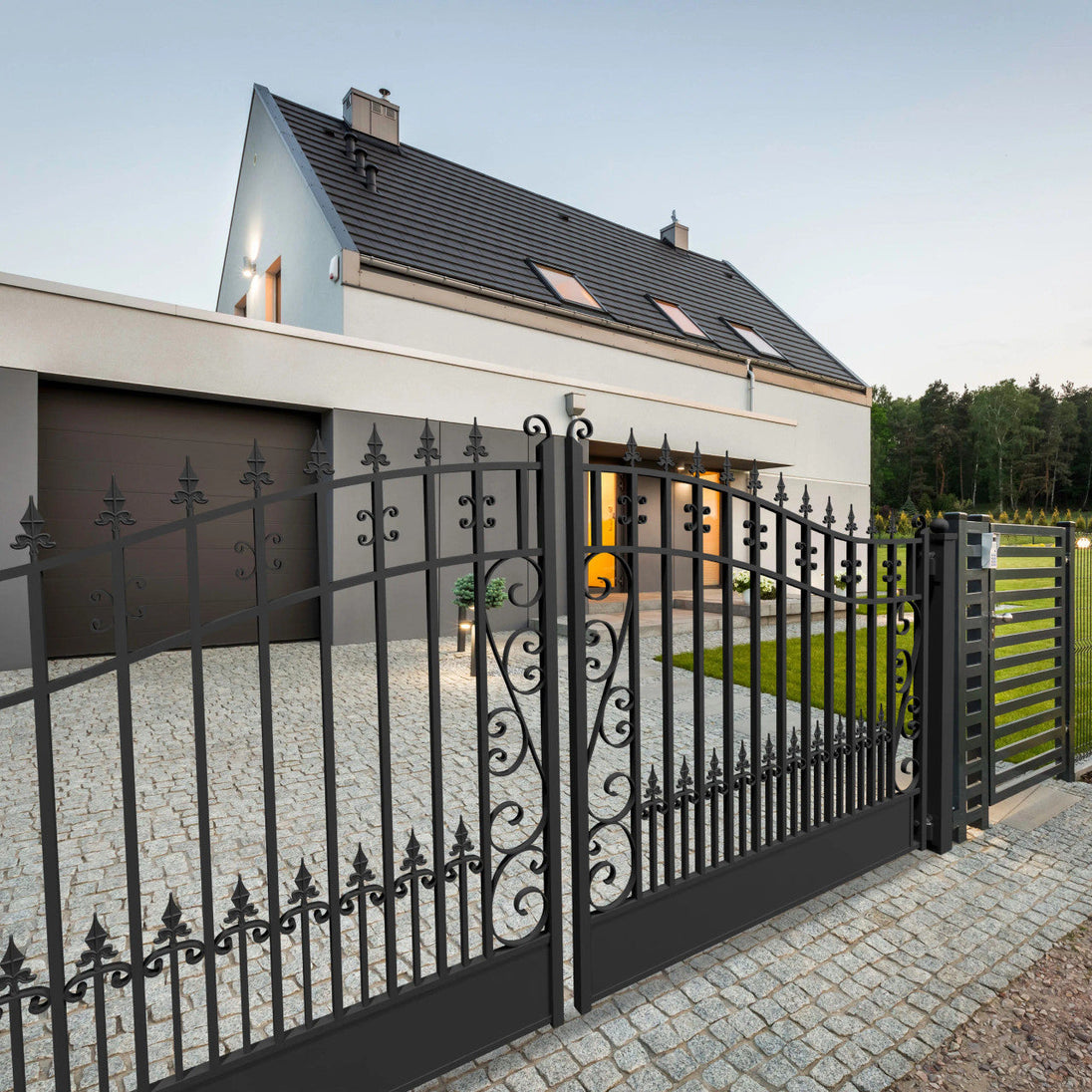 Greatbear 18x6 ft Steel Dual Swing Driveway Gate, VENICE Style - Serenity Provision
