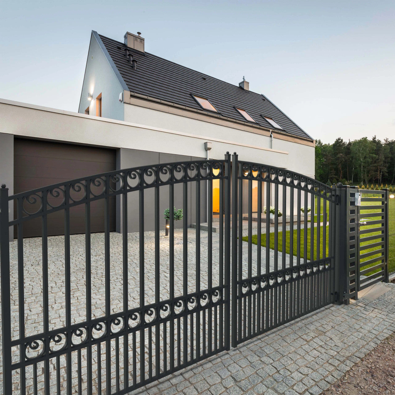 Greatbear 18x6 ft Steel Dual Swing Driveway Gate - PARIS Style - Serenity Provision