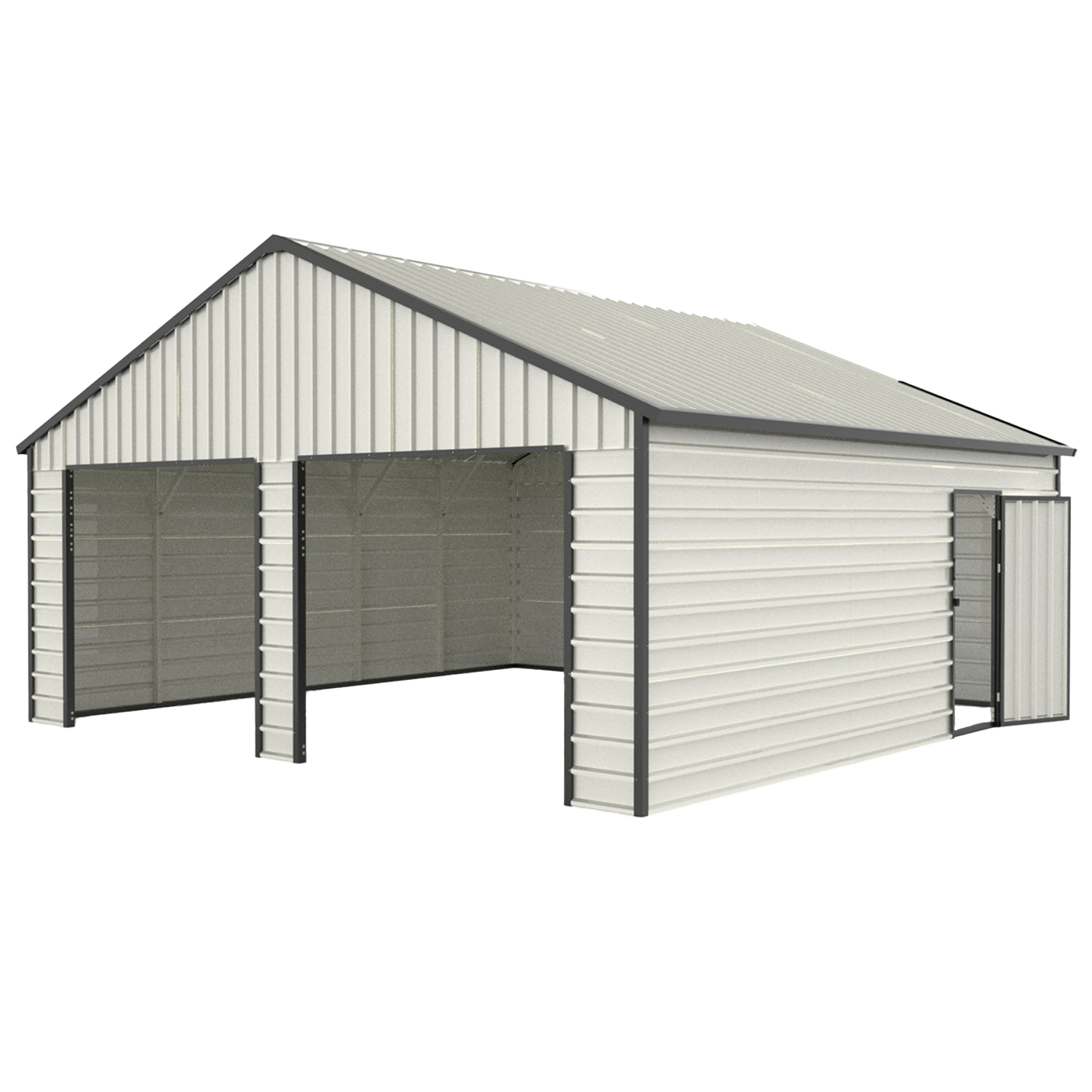 Chery Industrial 23 x 22 ft Double Garage Metal Shed with Side Entry Door
