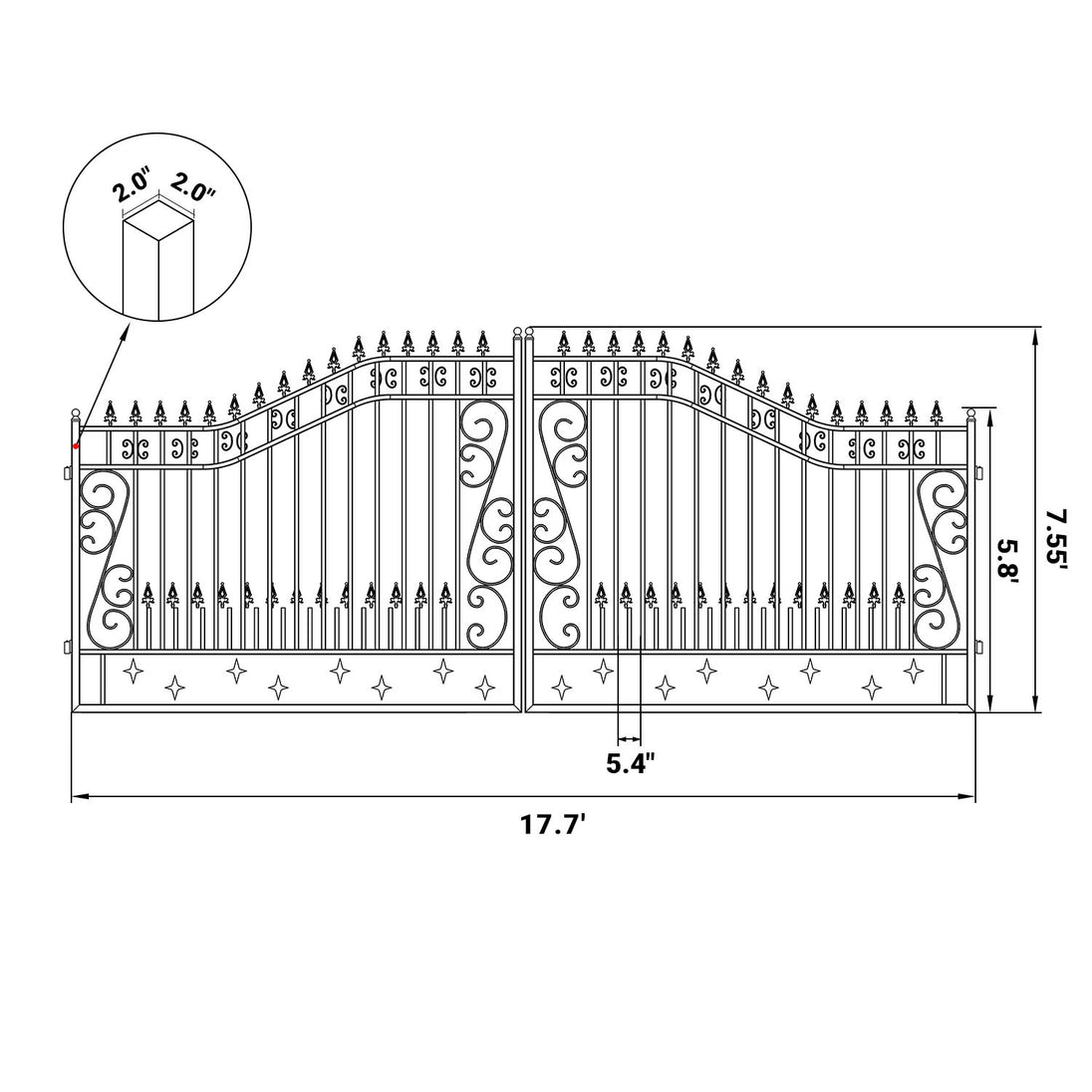 Greatbear 18x8 ft Steel Dual Swing Driveway Gate - Serenity Provision