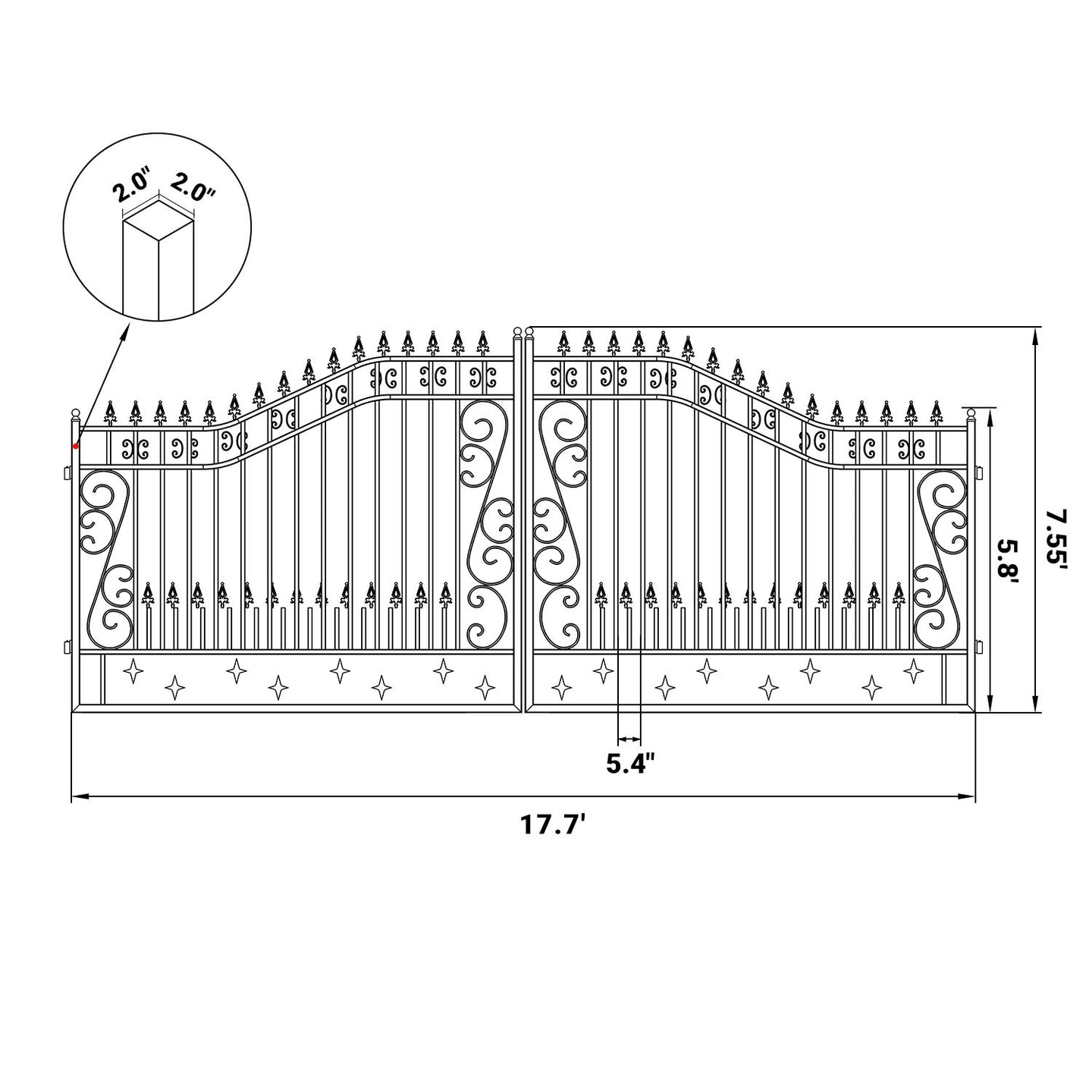 Greatbear 18x8 ft Steel Dual Swing Driveway Gate - Serenity Provision