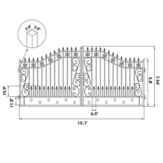 Greatbear 16x8 ft Dual Swing Driveway Gate with Star Pattern - Serenity Provision
