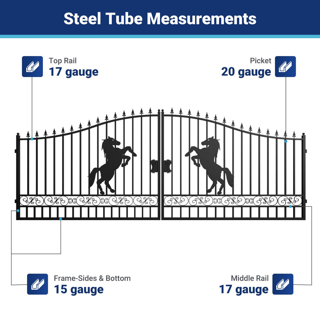 Greatbear 20x8 ft Steel Dual Swing Driveway Gate - Serenity Provision