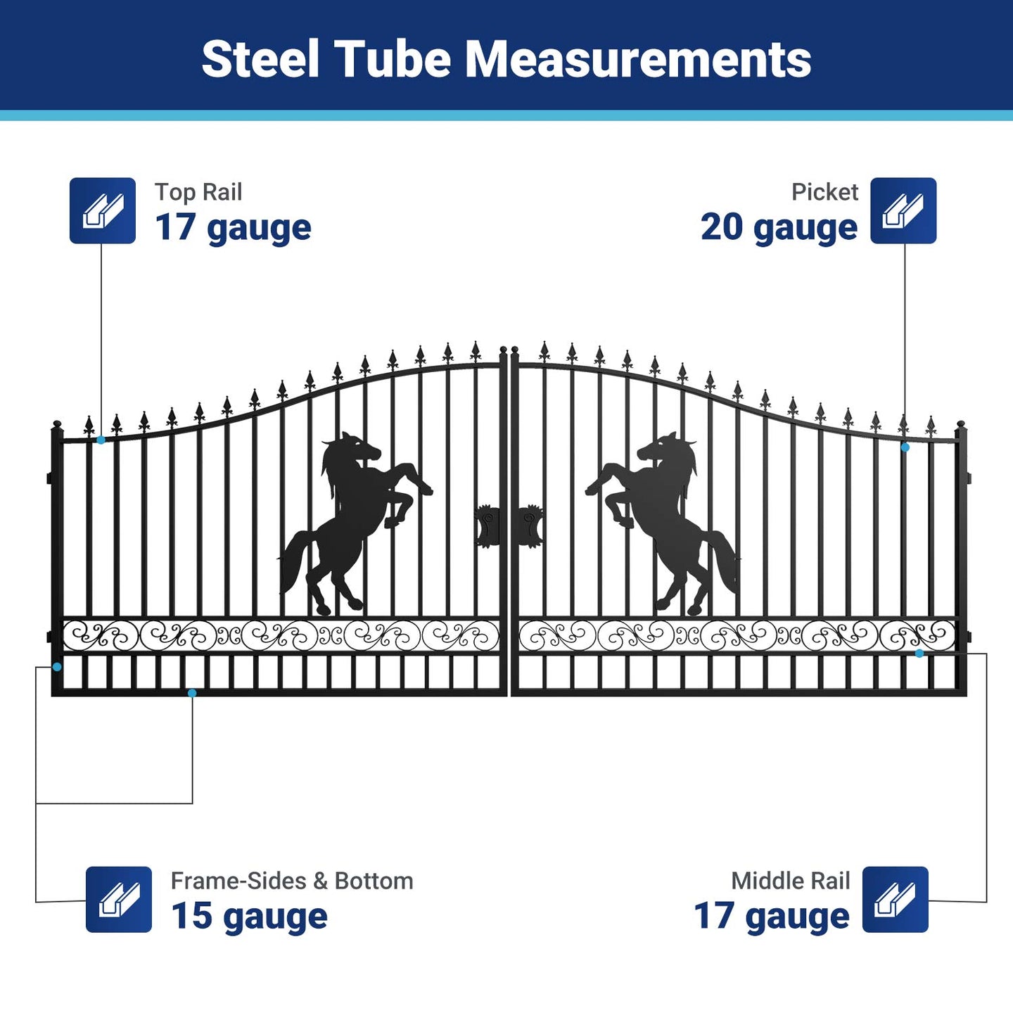 Greatbear 20x8 ft Steel Dual Swing Driveway Gate - Serenity Provision