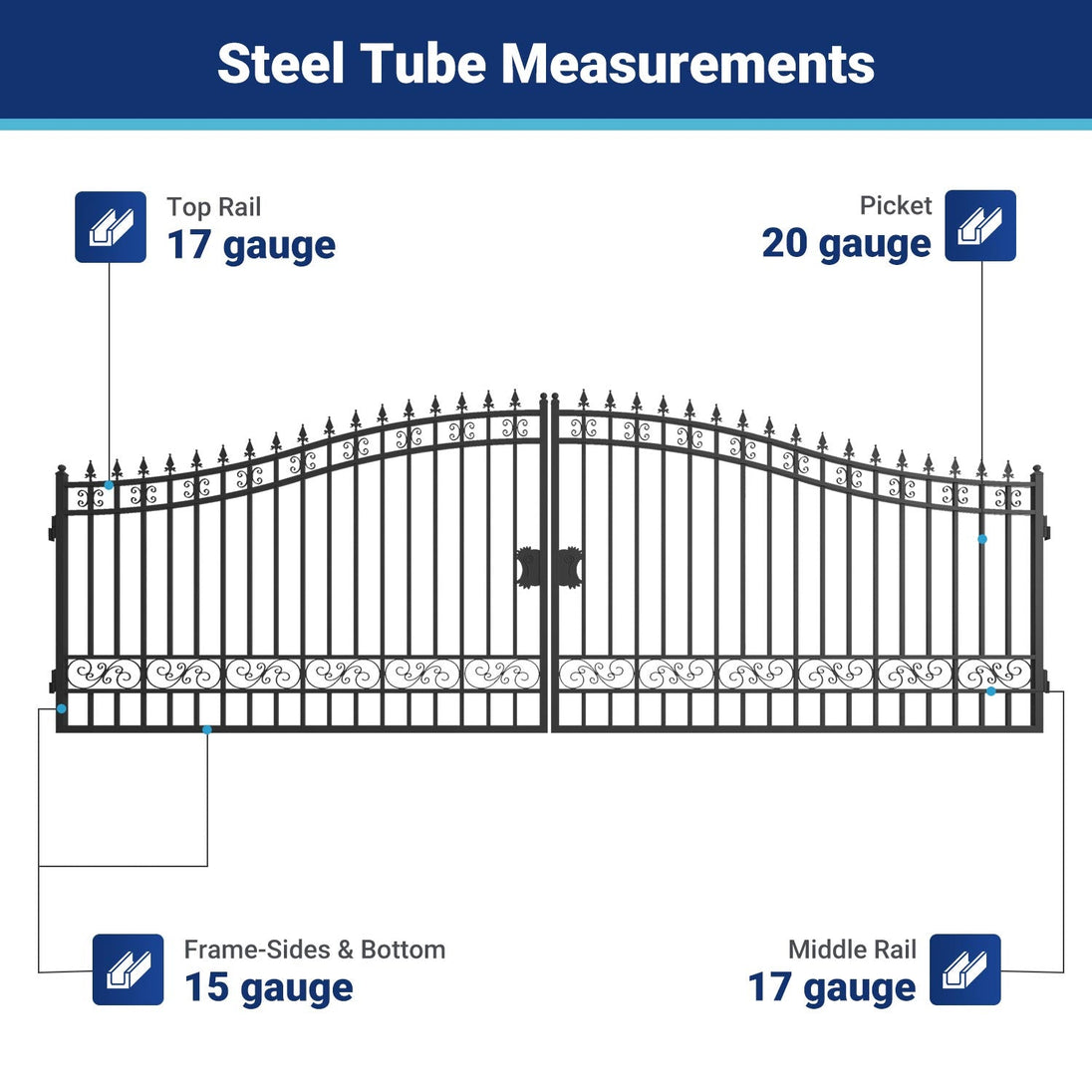 Greatbear 20x8 ft Steel Dual Swing Driveway Gate - Serenity Provision