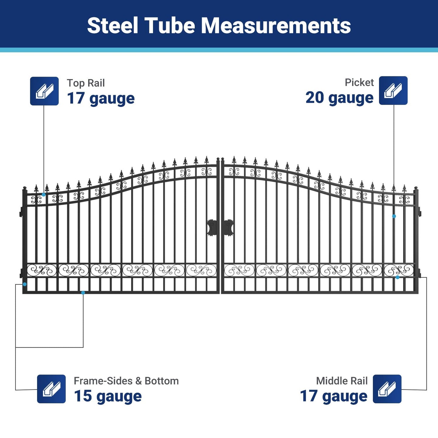 Greatbear 20x8 ft Steel Dual Swing Driveway Gate - Serenity Provision