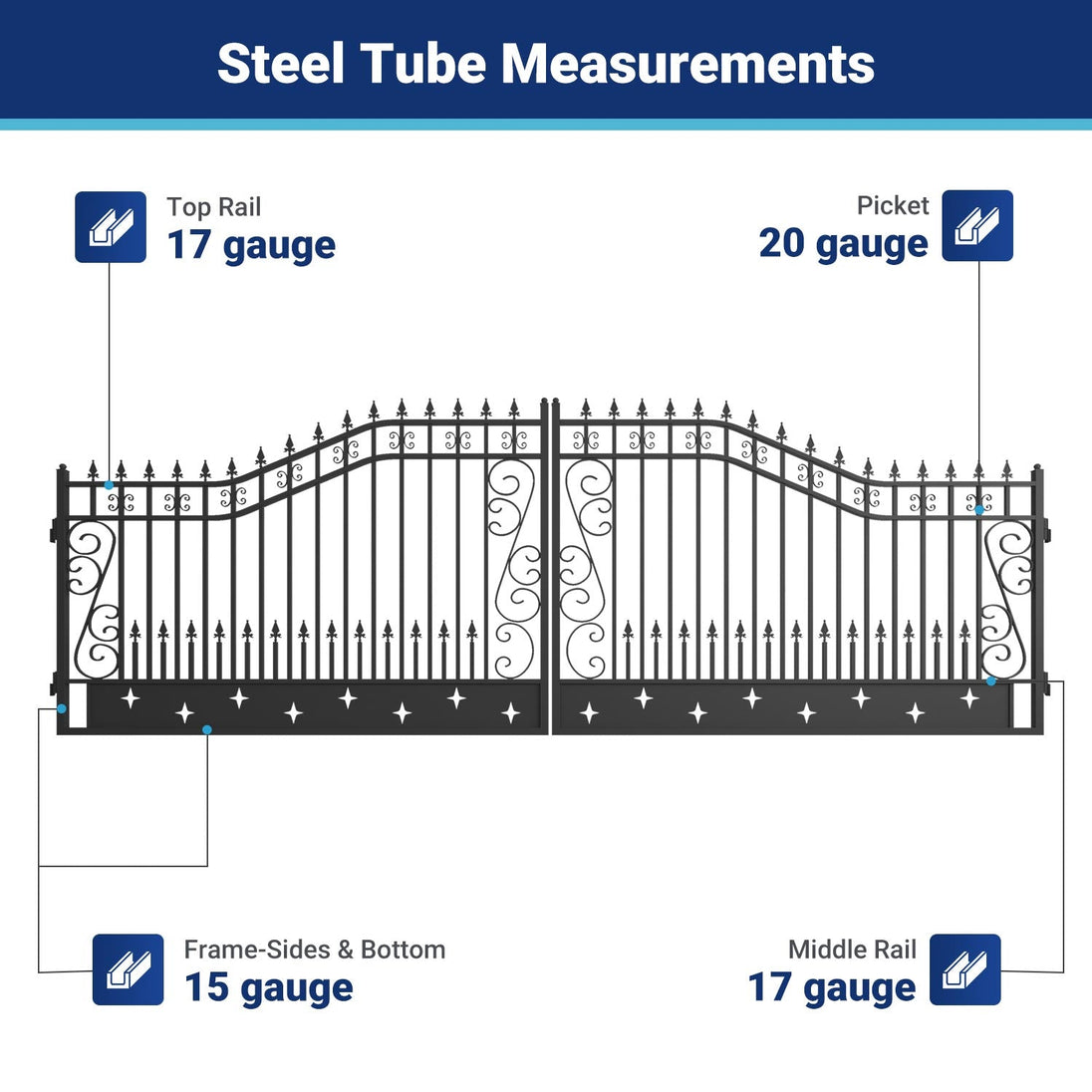 Greatbear 20x8 ft Steel Dual Swing Driveway Gate - Serenity Provision