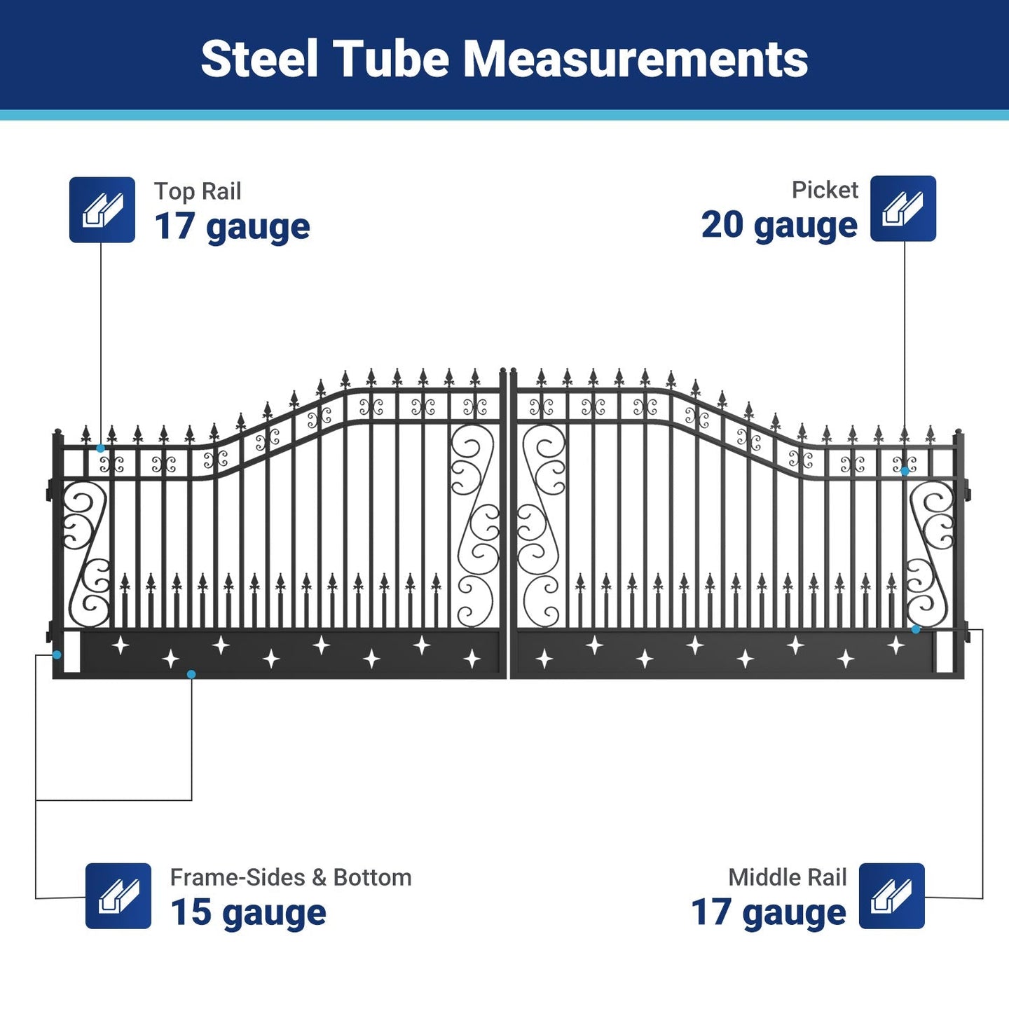 Greatbear 20x8 ft Steel Dual Swing Driveway Gate - Serenity Provision