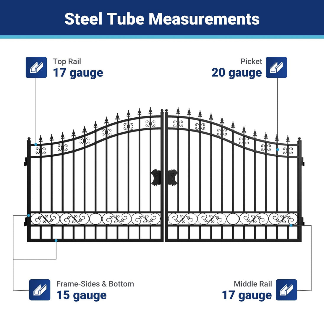 Greatbear 14x8 ft Steel Dual Swing Driveway Gate - Serenity Provision