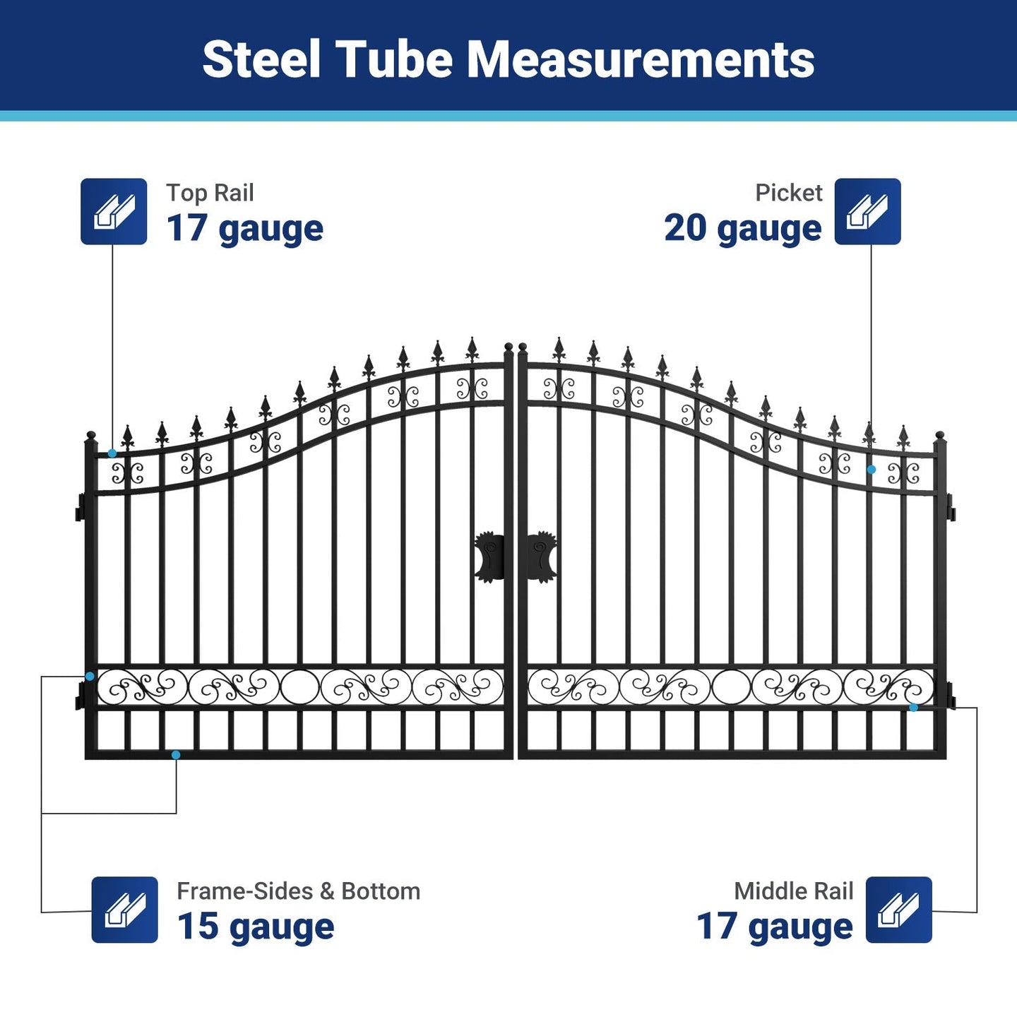 Greatbear 14x8 ft Steel Dual Swing Driveway Gate - Serenity Provision