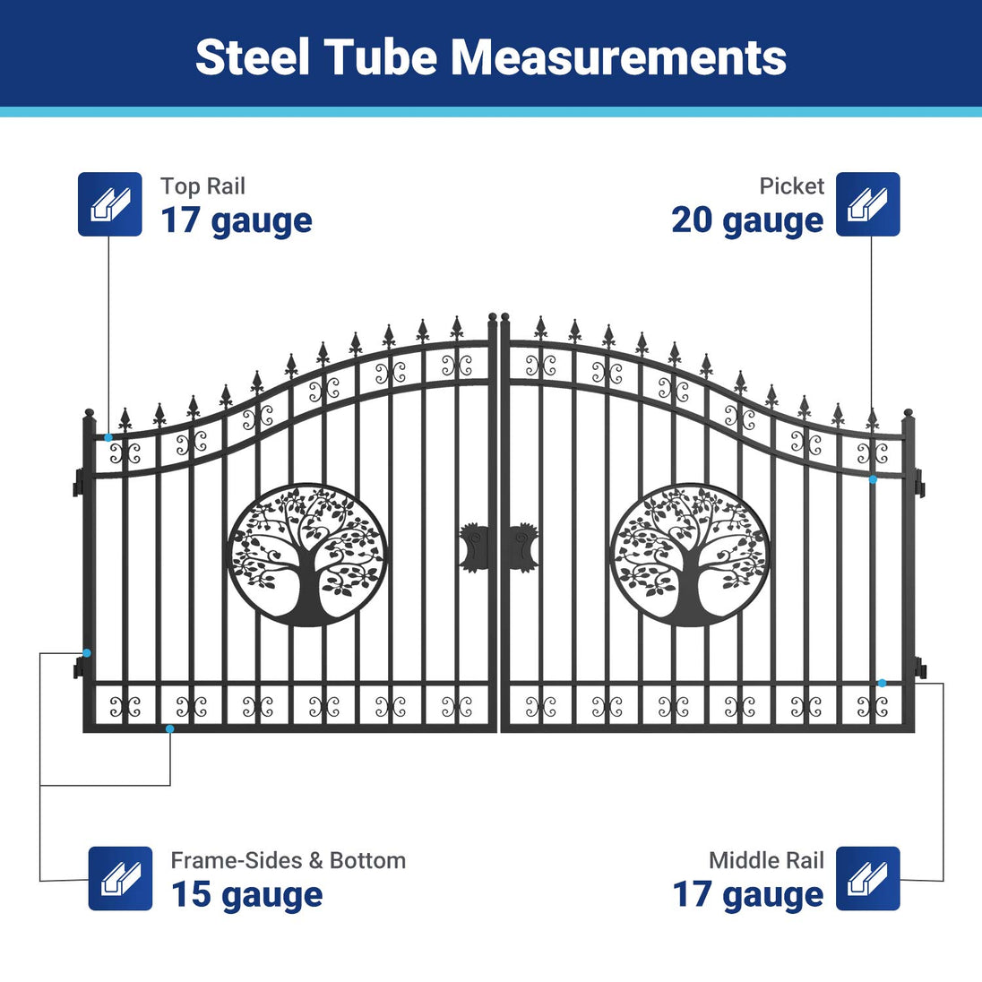 Greatbear 14x8 ft Steel Dual Swing Driveway Gate - Serenity Provision