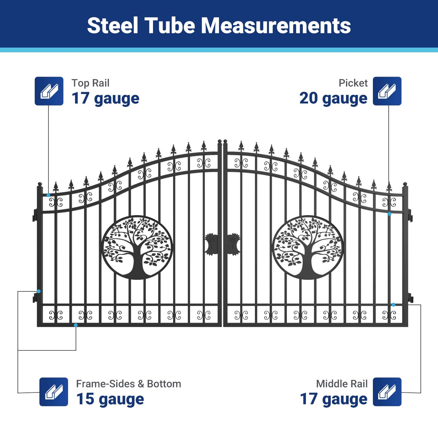 Greatbear 14x8 ft Steel Dual Swing Driveway Gate - Serenity Provision