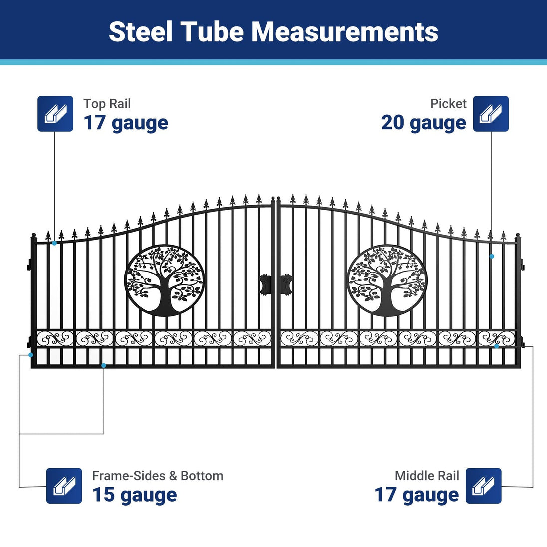 Greatbear 20x8 ft Steel Dual Swing Driveway Gate - Serenity Provision