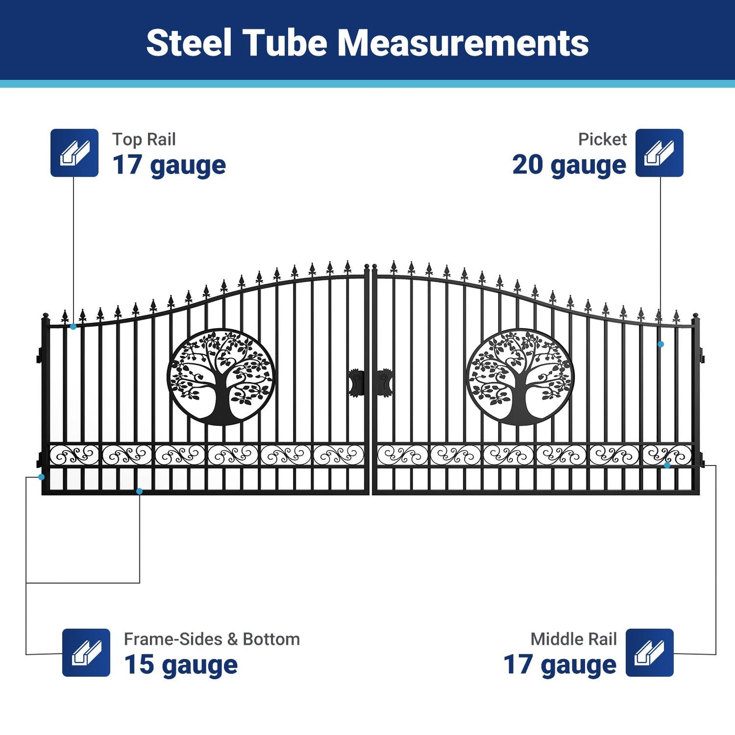 Greatbear 20x8 ft Steel Dual Swing Driveway Gate - Serenity Provision