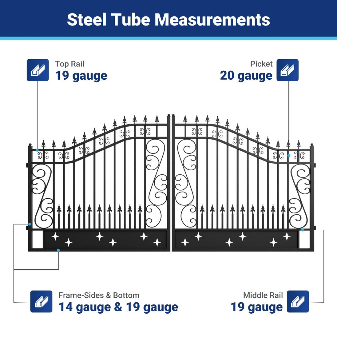 Greatbear 14x8 ft Steel Dual Swing Driveway Gate - Serenity Provision