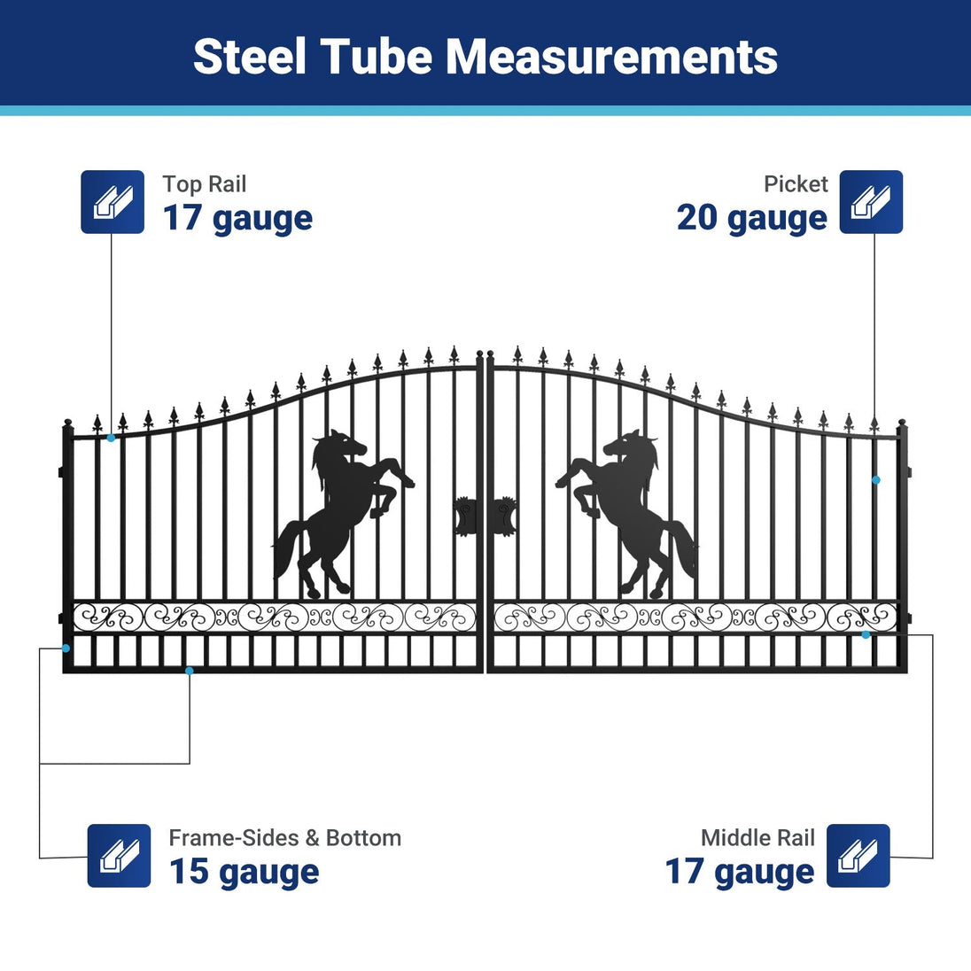 Greatbear 18x8 ft Steel Dual Swing Driveway Gate - Serenity Provision