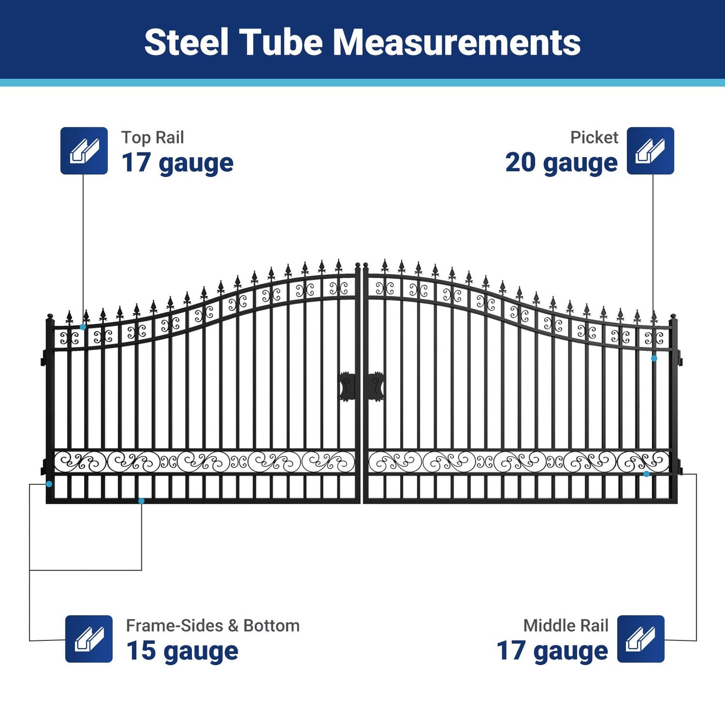 Greatbear 18x8 ft Steel Dual Swing Driveway Gate - Serenity Provision