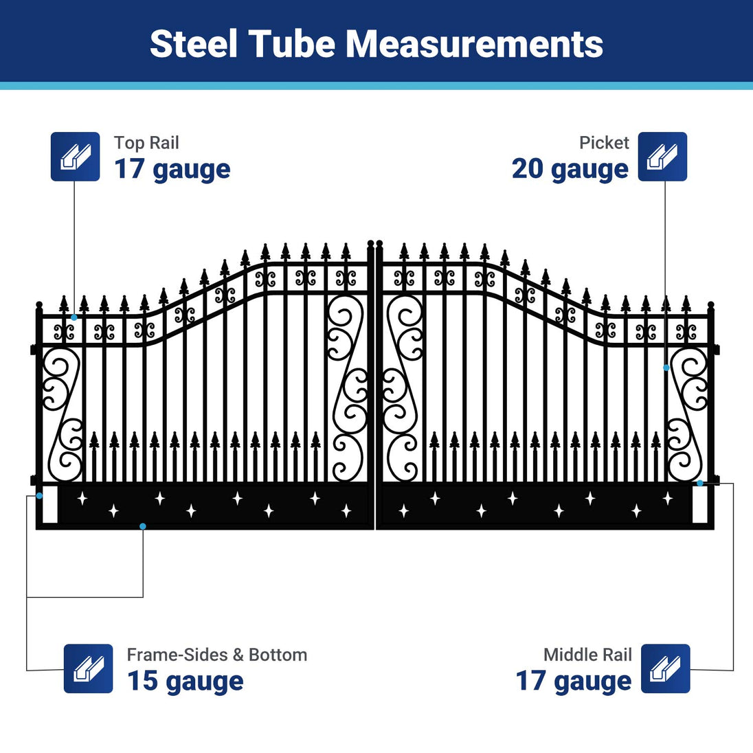 Greatbear 18x8 ft Steel Dual Swing Driveway Gate - Serenity Provision