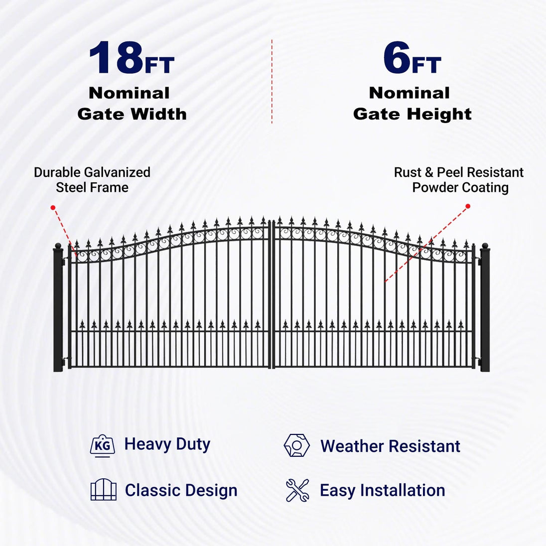 Greatbear 18x6 ft Steel Dual Swing Driveway Gate - PRAGUE Style - Serenity Provision