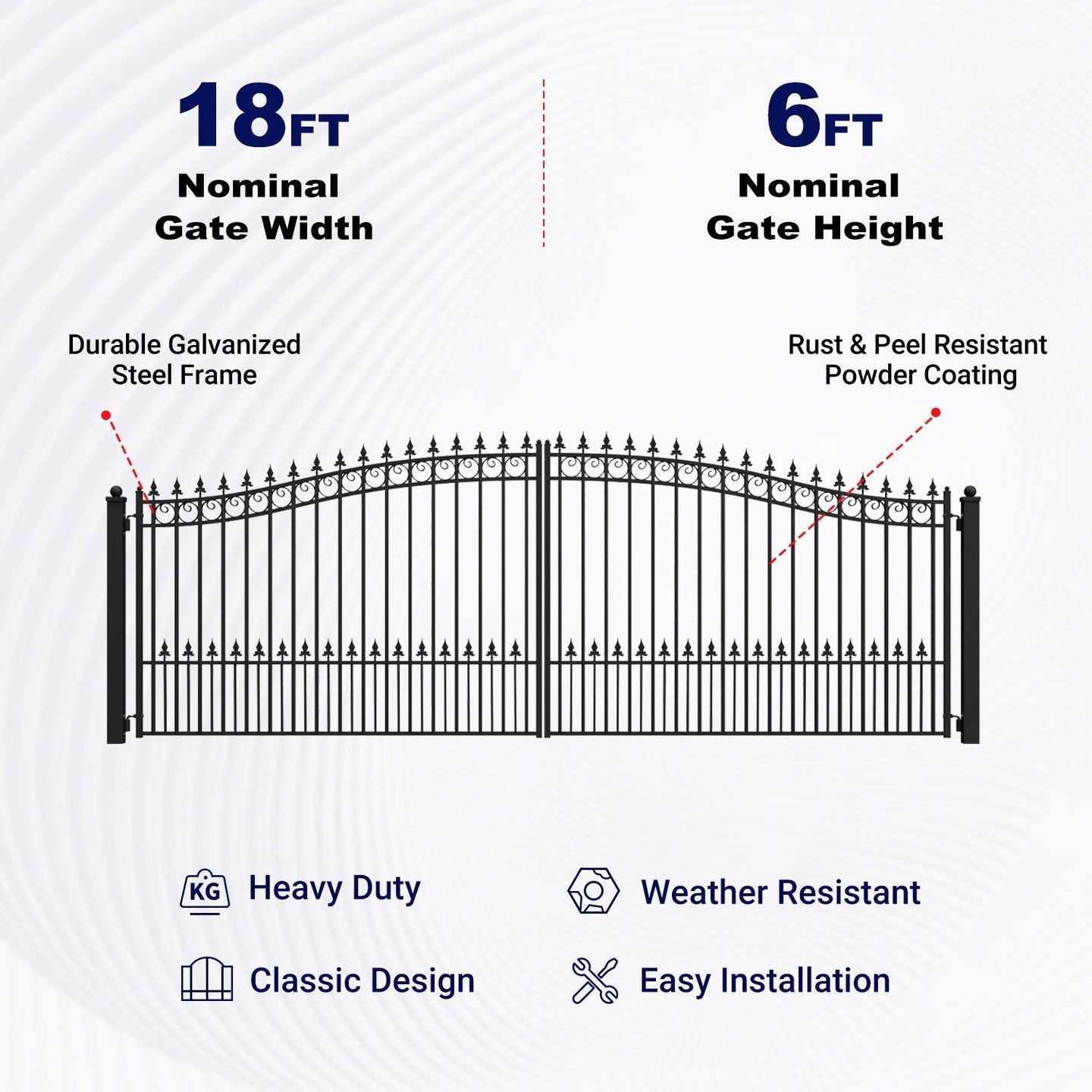 Greatbear 18x6 ft Steel Dual Swing Driveway Gate - PRAGUE Style - Serenity Provision