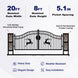 Greatbear 20x8 ft Dual Swing Driveway Gate with Ornamental Posts - Serenity Provision