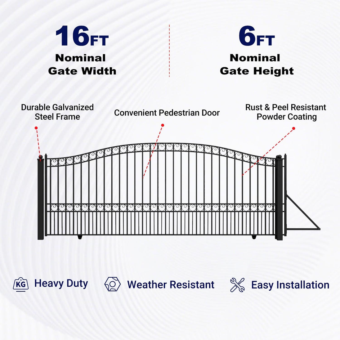 Aleko 16x6 ft Steel Sliding Driveway Gate - Serenity Provision