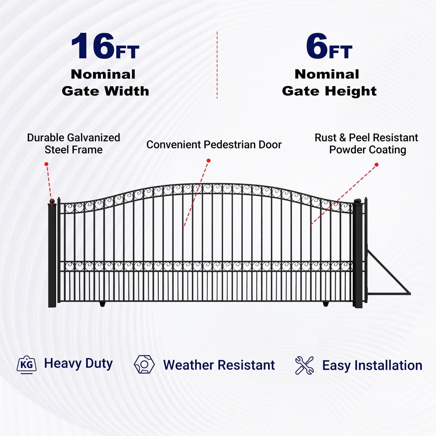Aleko 16x6 ft Steel Sliding Driveway Gate - Serenity Provision