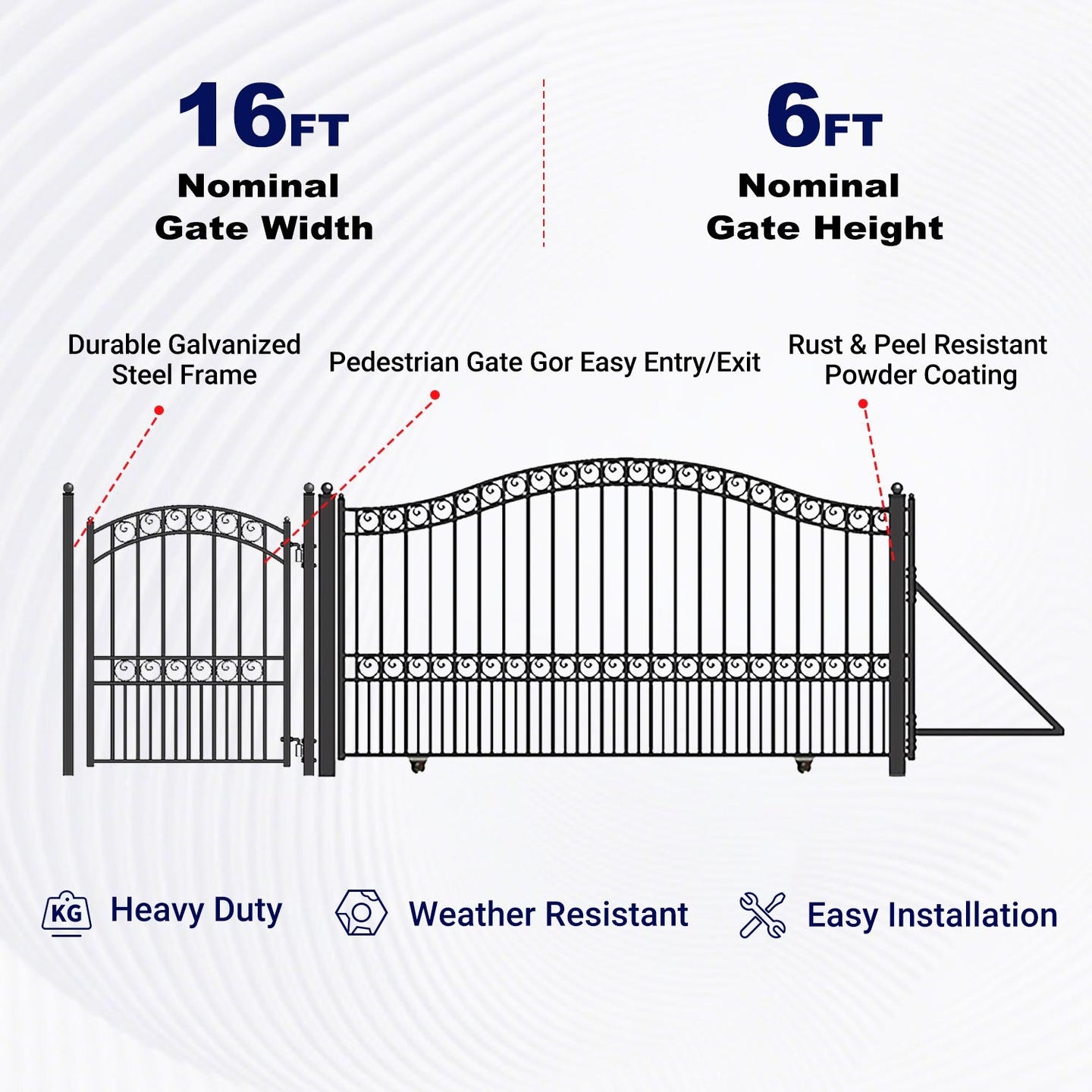 Aleko 16ft Steel Sliding Driveway Gate with 5ft Pedestrian Gate - Serenity Provision