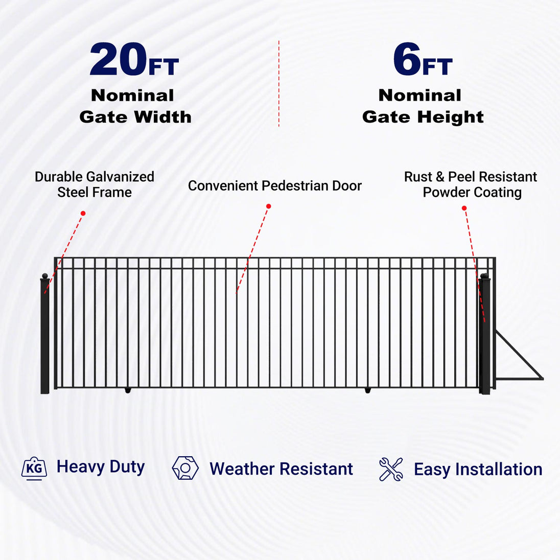 Aleko 20x6 ft Steel Sliding Driveway Gate - MADRID Style - Serenity Provision