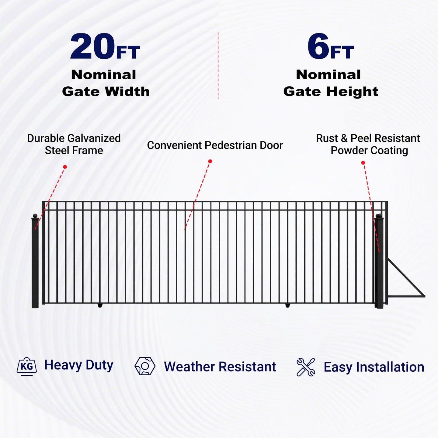 Aleko 20x6 ft Steel Sliding Driveway Gate - MADRID Style - Serenity Provision
