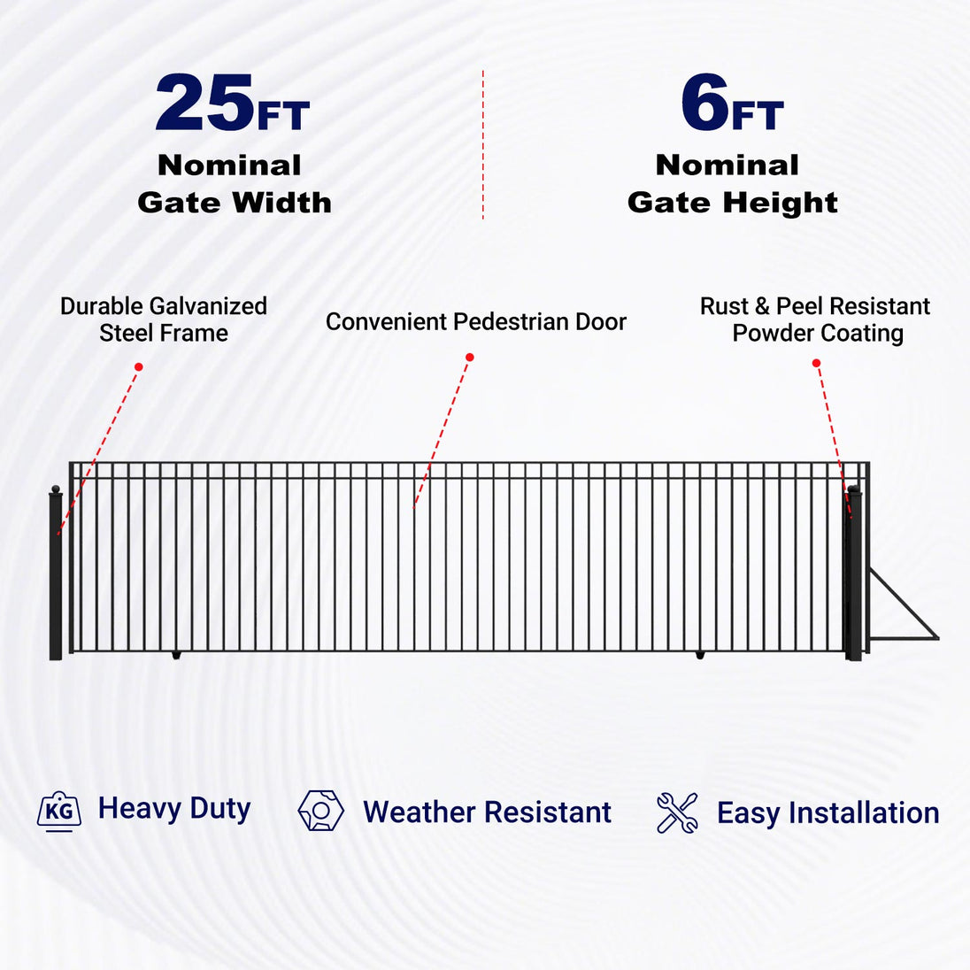 Aleko 25x6 ft Steel Sliding Driveway Gate - MADRID Style - Serenity Provision