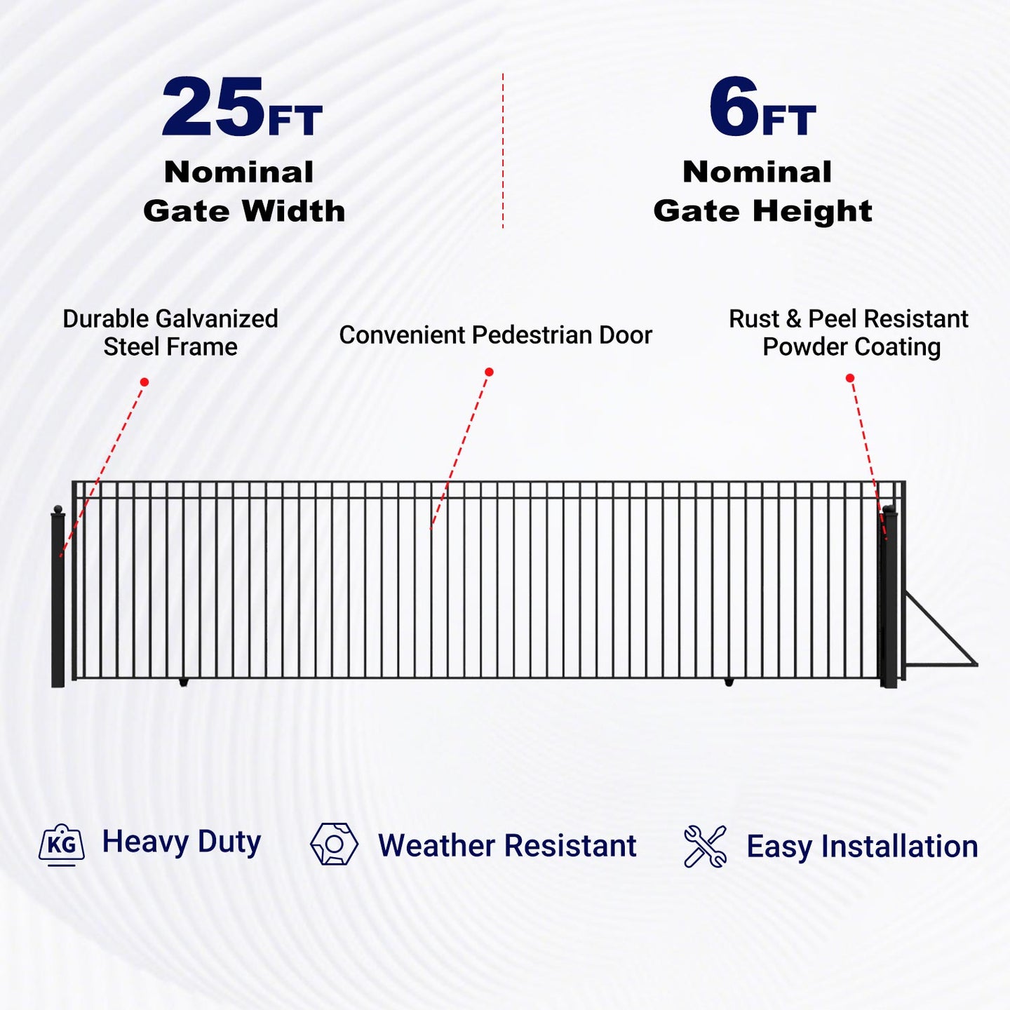 Aleko 25x6 ft Steel Sliding Driveway Gate - MADRID Style - Serenity Provision