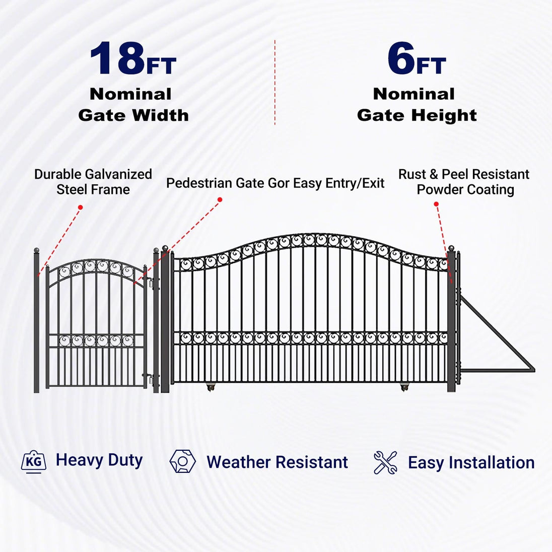 Aleko 18ft Steel Sliding Driveway Gate with 5ft Pedestrian Gate - Serenity Provision