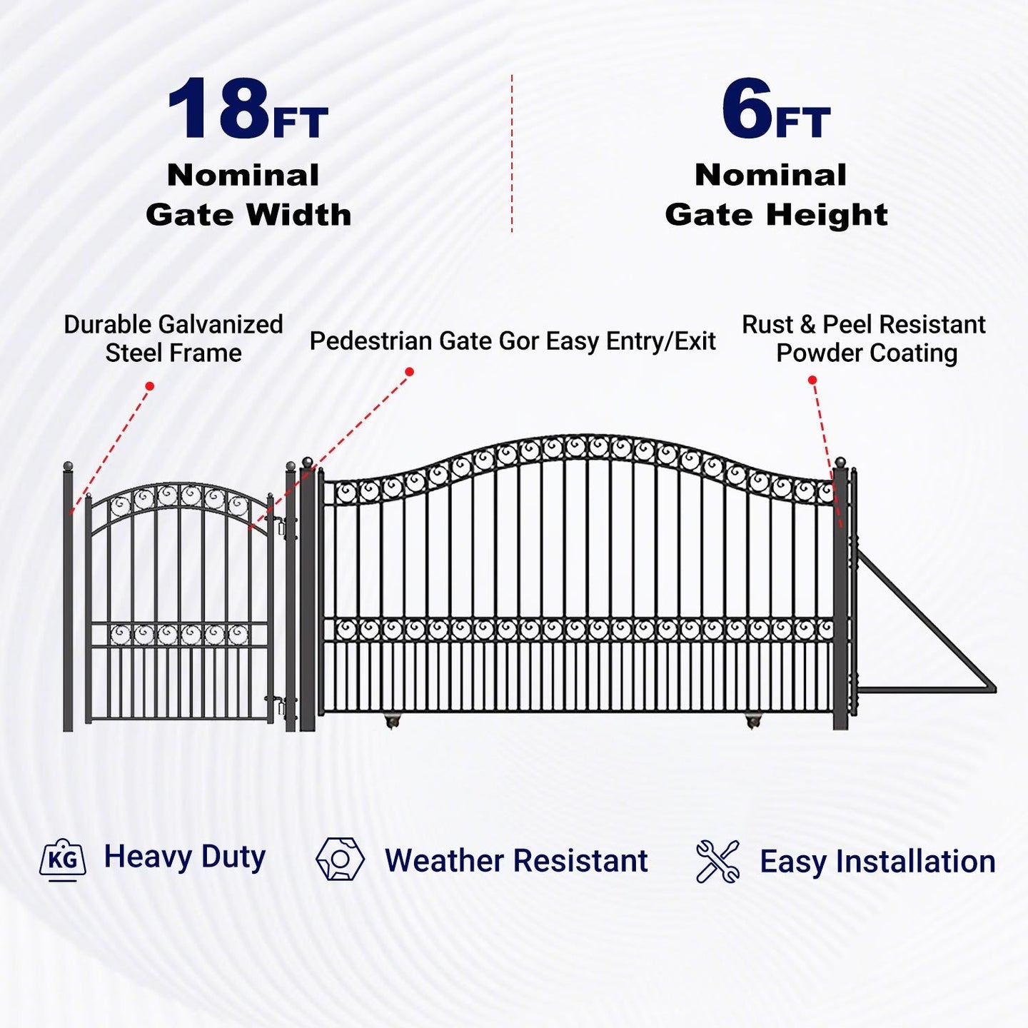 Aleko 18ft Steel Sliding Driveway Gate with 5ft Pedestrian Gate - Serenity Provision