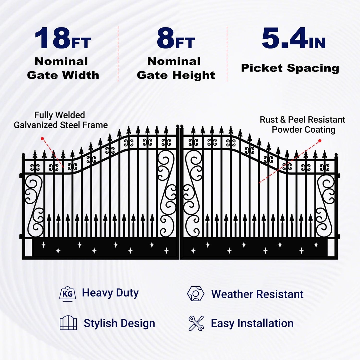 Greatbear 18x8 ft Steel Dual Swing Driveway Gate - Serenity Provision