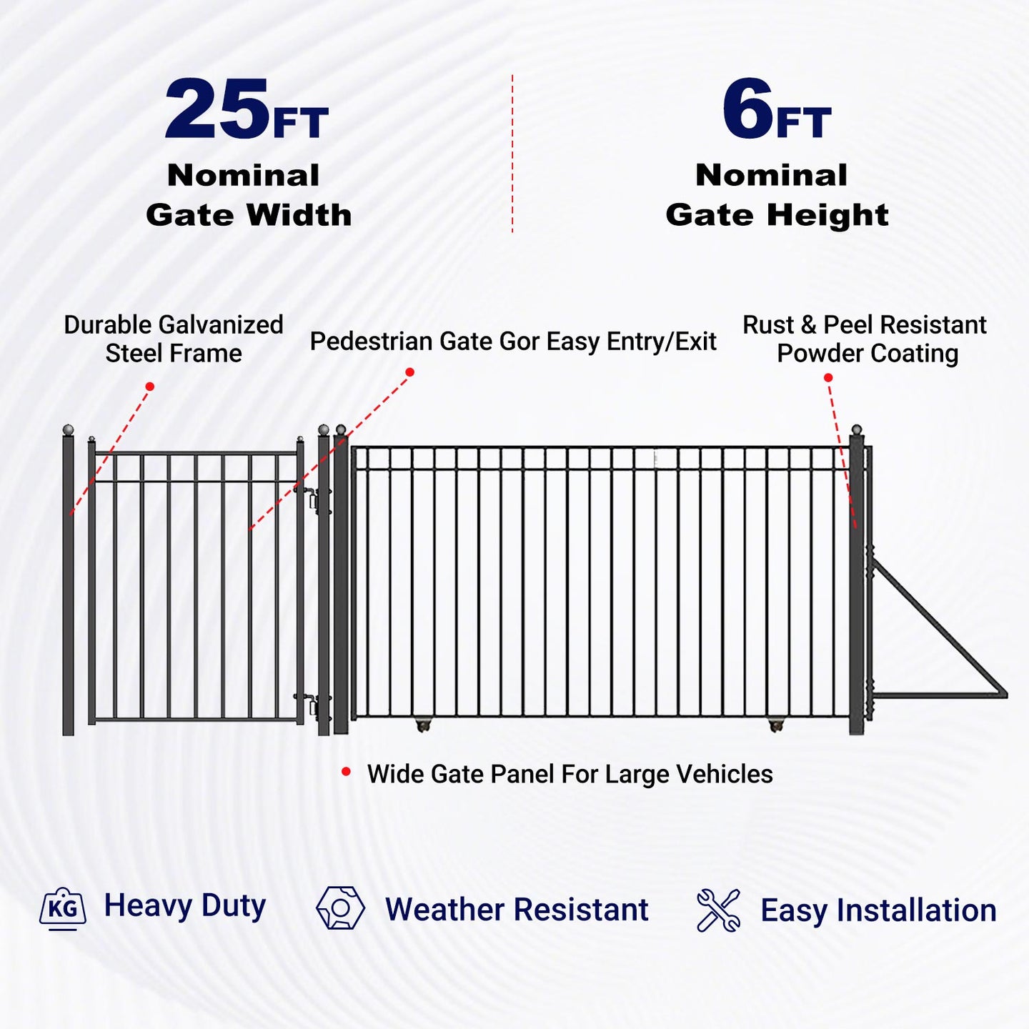 Aleko 25ft Steel Sliding Driveway Gate with 5ft Pedestrian Gate - Serenity Provision