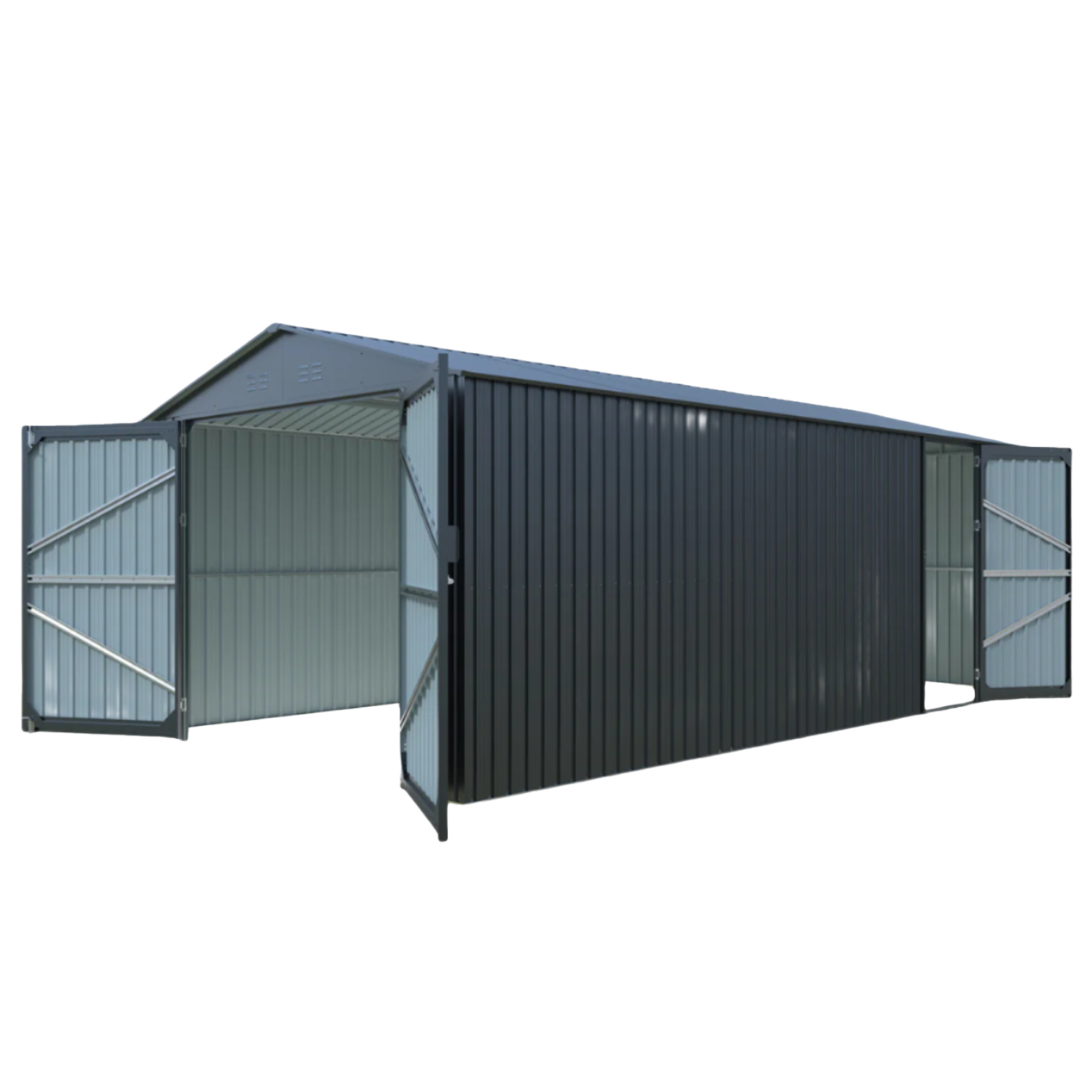 Chery Industrial 10 x 20 ft Plus Upgraded Metal Garage Shed with Double Front Doors, Side Entry Door