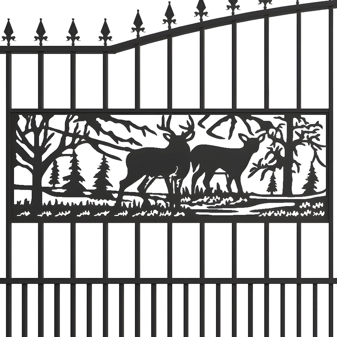 Greatbear 18x7 ft Steel Dual Swing Driveway Gate with Rectangular Deer Pattern - Serenity Provision